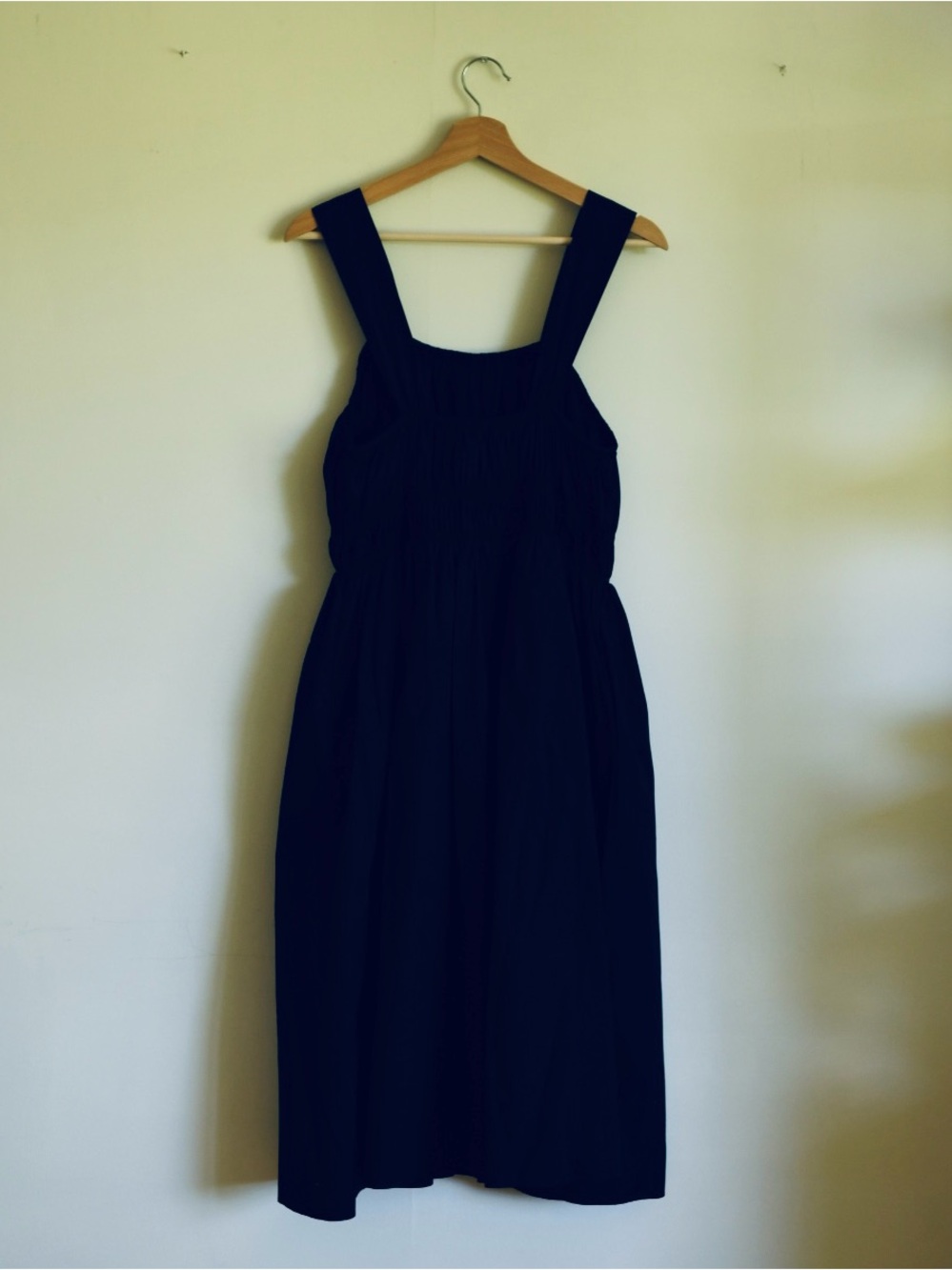 Hudson North Black Cotton Midi Dress XL | Smocked Bodice | Lined | Pockets